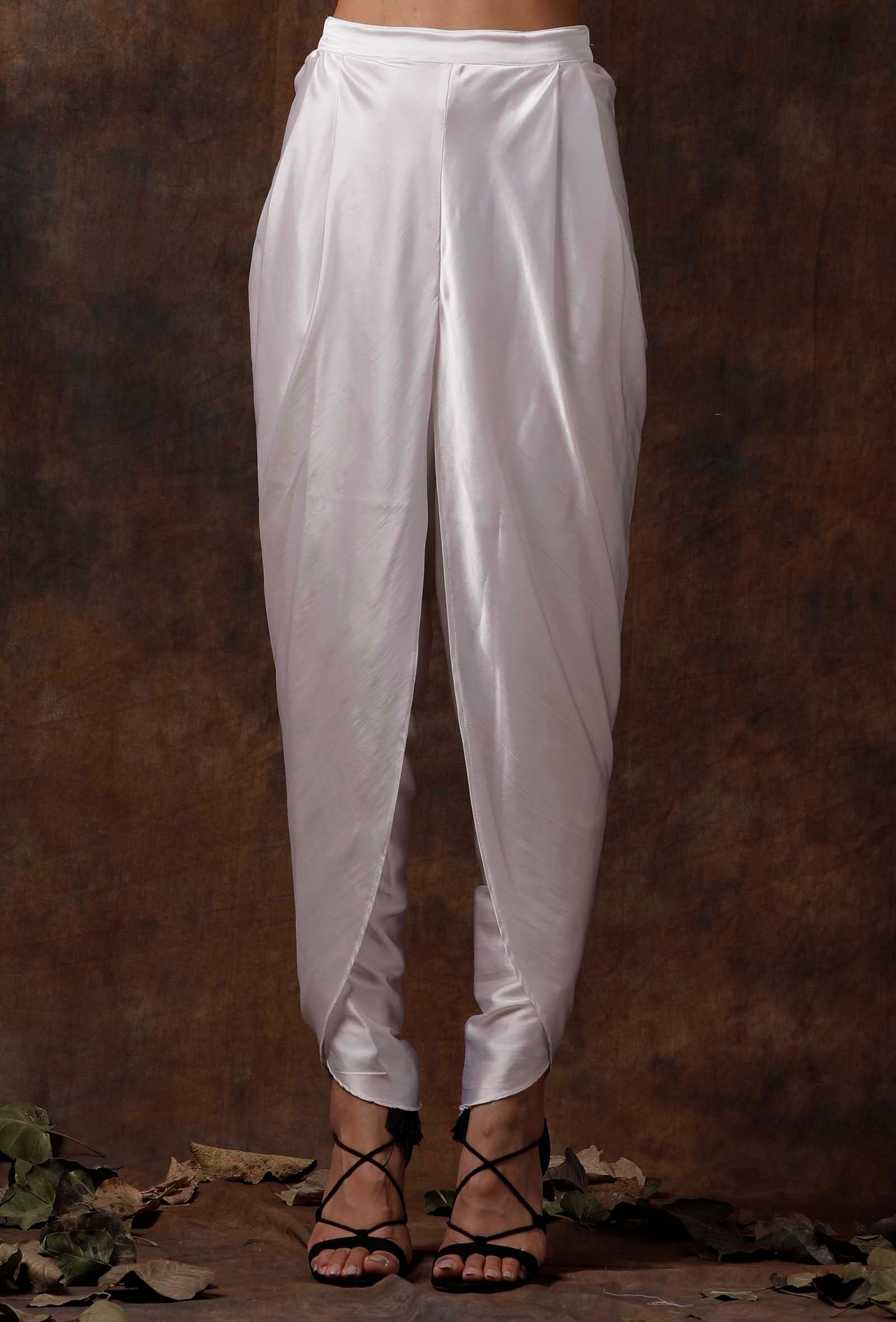 Buy Vasstram Black Modal Satin Dhoti Pants For Women Available online at  ScrollnShops